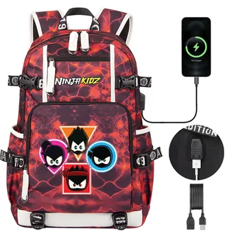 NinjaKidz Детский рюкзак Школьная сумка для мальчиков и девочек Мультяшный Ninja Kidz школьный рюкзак большой емкости Модный USB рюкзак для ноутбука