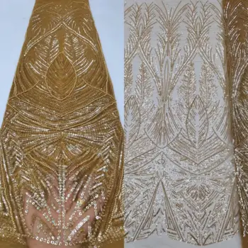Африканская кружевная ткань J-13028613, Высококачественная кружевная ткань из французского тюля, расшитая блестками, для Нигерийской свадьбы