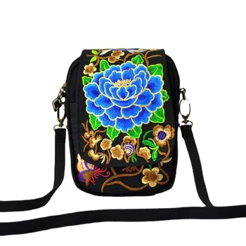Мобильная сумка с национальной вышивкой для девочки 2023, модная осенняя мини-сумка, универсальная сумка через плечо с нулевым кошельком для девочки
