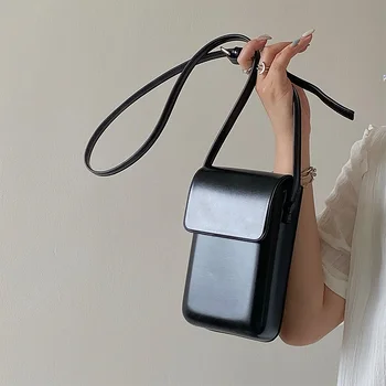 2023 Сумки через плечо с клапаном, женские мини-кошельки и сумочки из искусственной кожи для девочек, женские телефоны, простая однотонная дизайнерская сумка