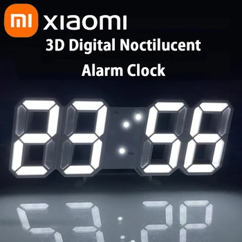 Xiaomi 3D LED Цифровые Часы Светящиеся Модные Настенные Часы Многофункциональные Креативные USB-Подключаемые Электронные Часы Для Украшения Дома