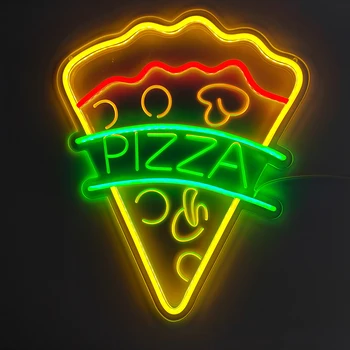 Неоновая световая вывеска для пиццы, настенная художественная вывеска, светодиодные неоновые световые вывески в форме пиццы, для магазинов, ресторана, кухни, декора для вечеринки по случаю дня рождения