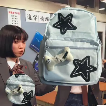 Y2k Звезда Лоскутная Костяная подвеска Эстетичный Рюкзак Корейский Опрятный Повседневный Студенческий школьный Рюкзак Офисная сумка для ноутбука Mochila
