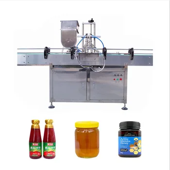 Пневматическая машина для упаковки кетчупа, соуса, томатной пасты в бутылки с двойной головкой, машина для розлива меда