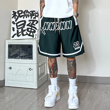 Летние мужские баскетбольные шорты с модным принтом в стиле хип-хоп, эластичные шорты на завязках, мужские брюки для бега трусцой, мужские большие размеры