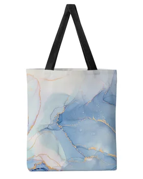Женская холщовая сумка-тоут Marble Blue Ocean большой емкости для покупок, многоразовые Эко-сумки на плечо для девочек, женские космические сумки для леди
