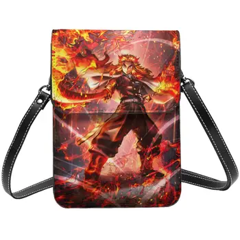 Сумка Demon Slayer через плечо Rengoku Kyojuro Аниме Шоппинг Студенческая сумка для мобильного телефона Подарочные эстетичные Кожаные сумки