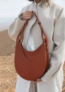Роскошная дизайнерская светлая сумка в стиле ретро из натуральной кожи Poleno через плечо Сумка Selenodont подмышками Седельная сумка