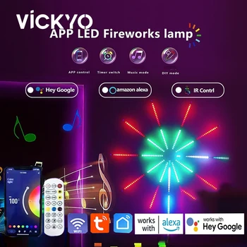 Светодиодные огни фейерверков VICKYO Dream Color RGB, изменяющие музыкальный звук С управлением по Bluetooth Для рождественского украшения спальни