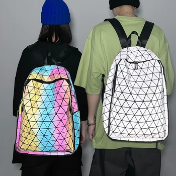Женский рюкзак с объемной геометрией, светящаяся школьная сумка для мужчин и ноутбука