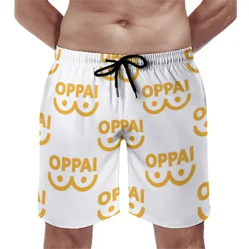 Пляжные шорты Oppai One Punch Man, летние повседневные пляжные шорты в стиле аниме, мужские спортивные быстросохнущие графические плавки