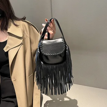 Новая простая универсальная женская сумка в стиле ретро, модная индивидуальность, однотонный дизайн с кисточками, сумки через плечо для женщин-мессенджеров