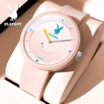 Повседневные спортивные часы PLAYBOY для девочек, розовые силиконовые водонепроницаемые женские часы, подарок для подруги, модные наручные часы Reloj Mujer