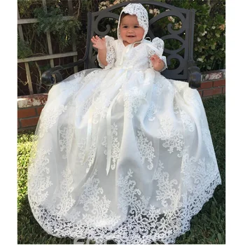 Платье для крещения девочки Платья для крещения Удлиненные 1-летний День Рождения Свадьба Детская Одежда Bebes