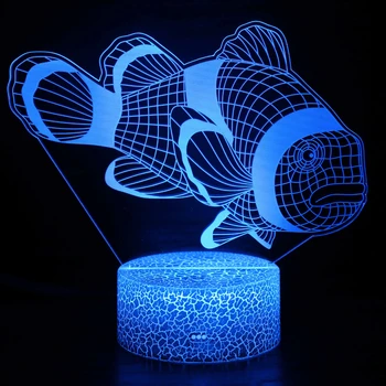 Nighdn 3D Рыболовная Лампа Иллюзия Ночника Сенсорный Выключатель Настольные Лампы 7 Цветов Декор для Раздевалки Ночник Подарок для Детей