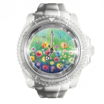 Новые модные прозрачные силиконовые белые часы с растительным цветочным пейзажем, мужские и женские кварцевые спортивные наручные часы