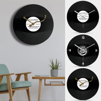 Ретро-часы в форме пластинки для гостиной, баров, украшения отеля, настенные часы