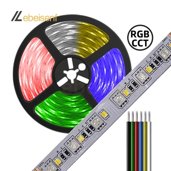 5 М Светодиодная лента DC 12V RGB CCT RGBCCT 5050 RGB + CCT 2835 2в1 5-Цветная 6-Проводная 5-Канальная Гибкая лента Для освещения декоративной лампы
