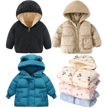 Милая детская зимняя одежда, детские легкие пуховики с капюшоном и ушками, весенняя куртка, детская одежда для малышей, пальто на 1-7 лет