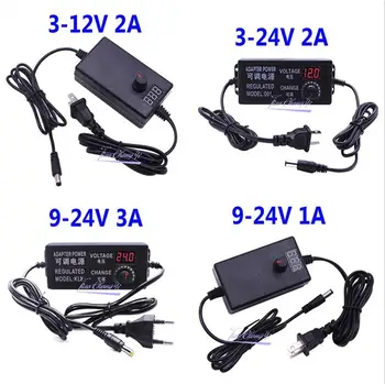 Регулируемый Адаптер переменного тока в постоянный 3-12 В 9-24 В 2A 3A 5A с Регулируемым напряжением с Экраном дисплея Универсальный Адаптер Питания EU/US Plug
