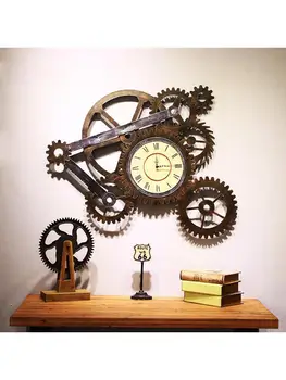 3D Большие настенные часы Железные Ретро Декоративные настенные часы Big Art Gear Домашние креативные часы с римскими цифрами для гостиной
