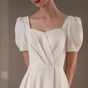 Лето 2023, новые простые свадебные платья с коротким рукавом, вечернее платье принцессы в складку, Элегантные пышные платья больших размеров на заказ