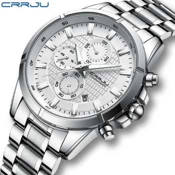 Спортивные часы CRRJU Мужские Многофункциональные Часы для Мужчин с Будильником, Светящиеся Часы Chrono 5Bar, Водонепроницаемые Цифровые Reloj Hombre
