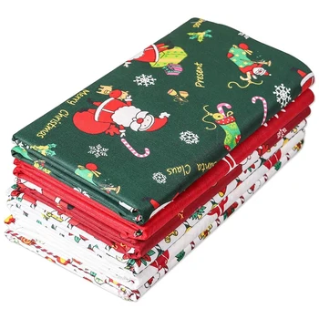 Квадратный кусок хлопчатобумажной ткани в рождественской тематике, набор рисунков из ткани с принтом снеговика и Санты, 6 упаковок