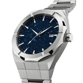 Черные часы с матовым циферблатом Star Dust, ремешок из нержавеющей стали, высококачественные роскошные матовые японские кварцевые часы Miyota для мужчин