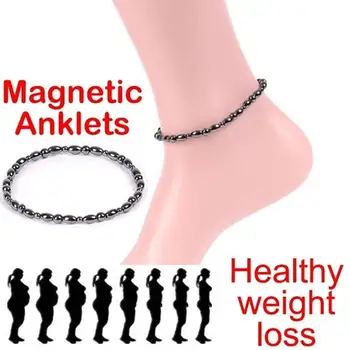 Ножной браслет с камнем Гематит для похудения, браслет из магнитных бусин, здравоохранение, Женская мода, ювелирные изделия, Ножные браслеты для магнитотерапии,
