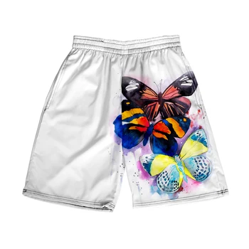Пляжные шорты с бабочками, мужская и женская одежда, повседневные шорты с цифровой 3D печатью, модные трендовые брюки-пара