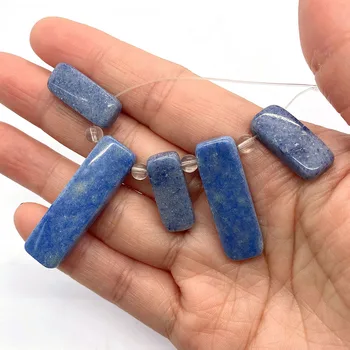 5шт Прямоугольное ожерелье из натурального агата с синими полудрагоценными камнями Украшения для домашнего шарма Подарочные Аксессуары
