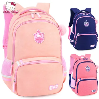 Hello Kitty Sanrio Школьный рюкзак для девочек начальной школы 1-3 Класс Дети Легкий Рюкзак Большой емкости Легкий