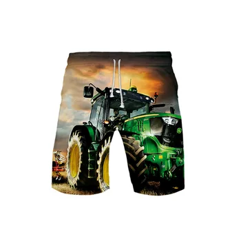 Шорты для мальчиков с рисунком трактора, летние короткие спортивные спортивные штаны, брюки для мальчиков длиной до колен, размер от 3 до 14 лет, горячая распродажа детской одежды