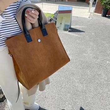 Корейская сумка-тоут Ins через плечо коричневого цвета, женская сумка-мессенджер большой емкости, повседневная портативная сумка для покупок, дизайнерская роскошная сумка