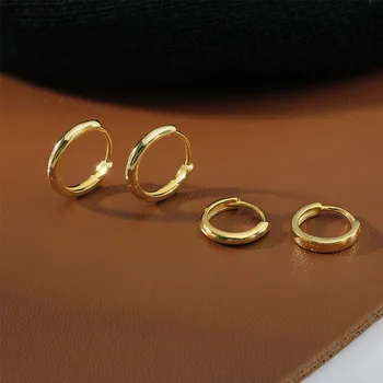 Серебро Золото 6 мм/8 мм/10 мм/12 мм Простые женские Корейские серьги-кольца с пряжкой для ушей Круглая серьга Минималистичный