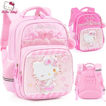 Школьный рюкзак Hello Kitty Sanrio для девочек 1-3 классов начальной школы, детский портативный рюкзак для облегчения бремени большой емкости