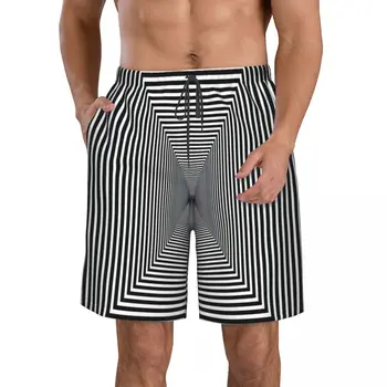 Мужские пляжные шорты с оптической иллюзией, Быстросохнущий купальник для фитнеса, Забавные уличные забавные 3D шорты