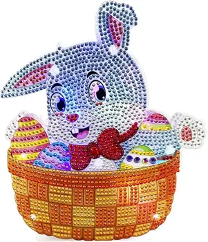Набор для рисования 5D с бриллиантами, украшение столешницы яйцами пасхального кролика со светодиодной подсветкой, милые картины с бриллиантами для E