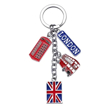 LUOEM флаг Великобритании металлический брелок сувенир брелок британский лондонский стиль кольцо для ключей автомобиля брелок сумка подвески